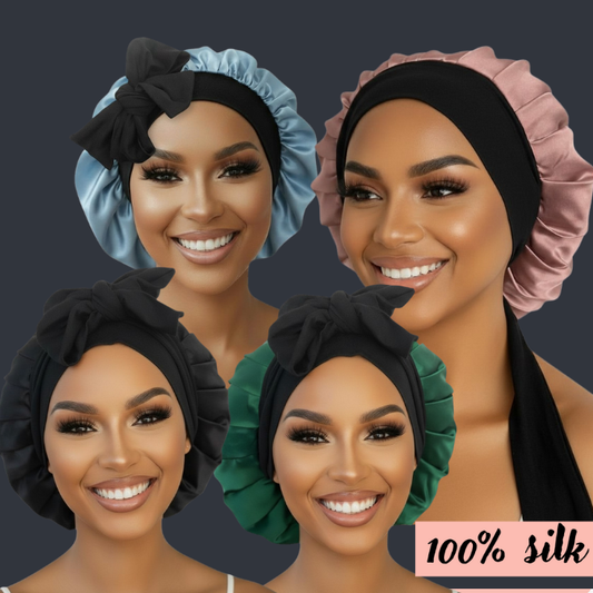 100% Mulberry Silk Bonnet for Long Hair