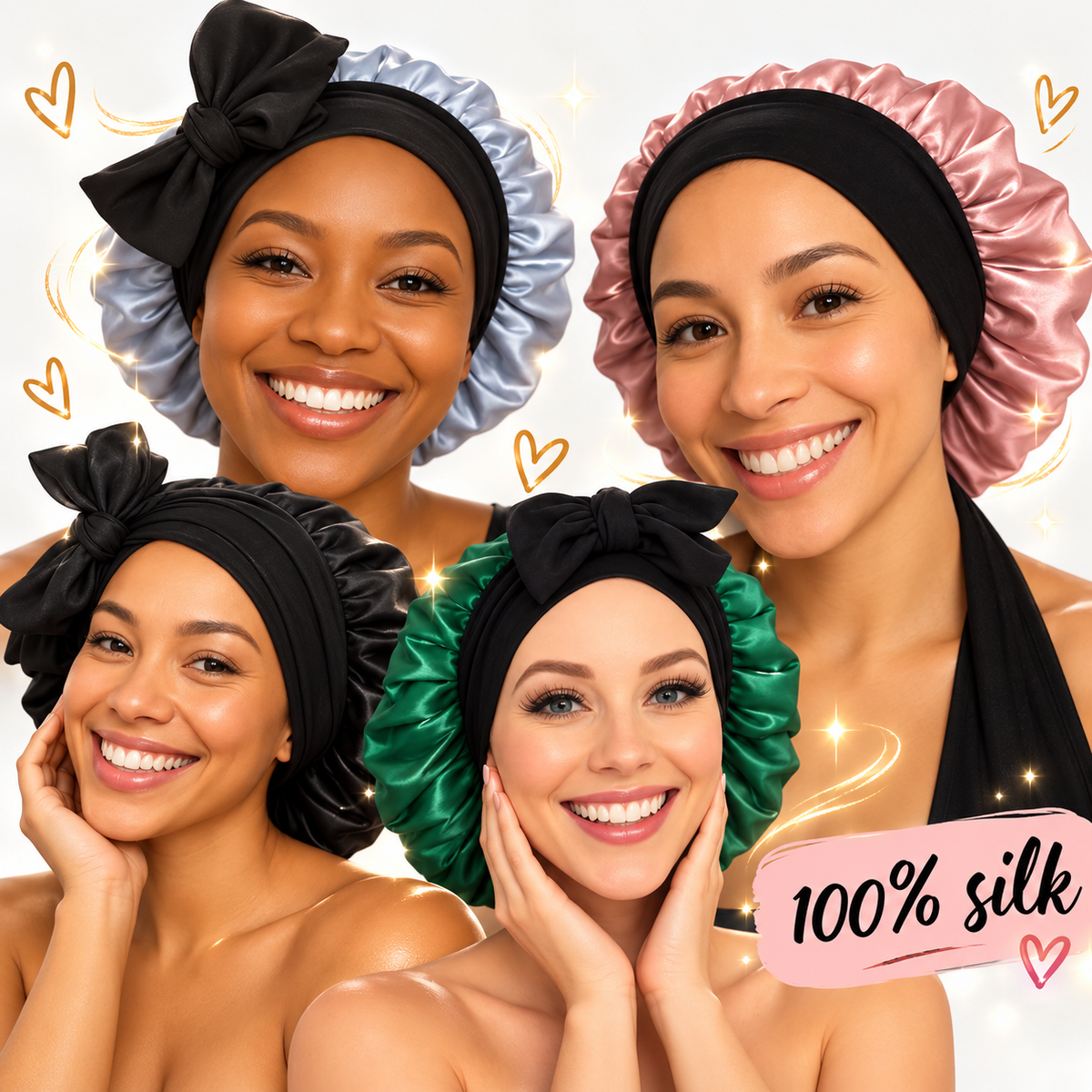 100% Pure Silk Hair Protection Bonnet