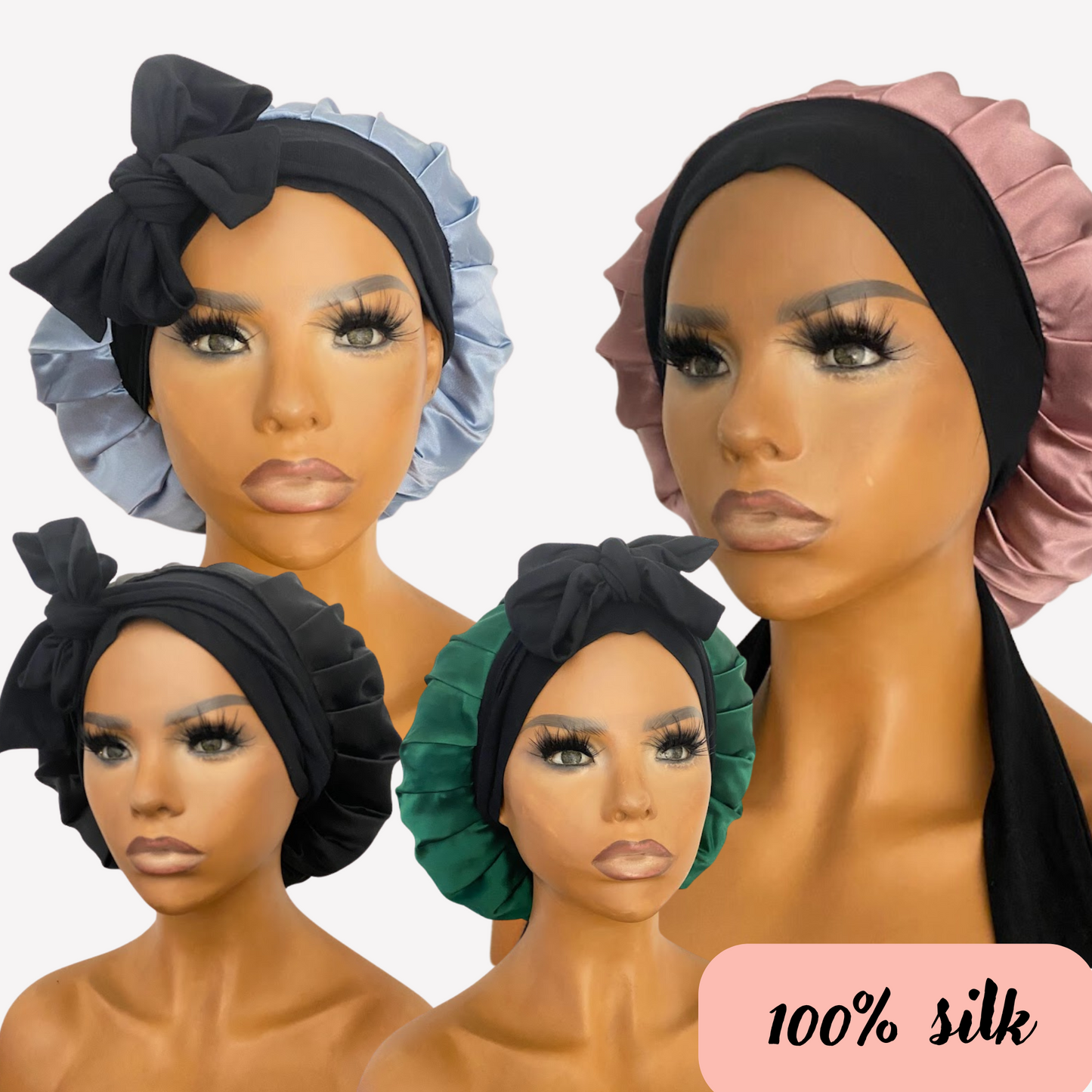 100% Pure Silk Hair Protection Bonnet