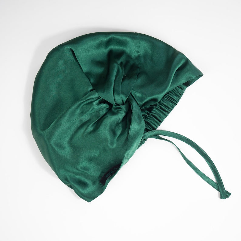 Green 100% Mulberry Silk Hair Turban